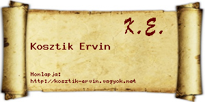 Kosztik Ervin névjegykártya